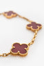 Van Cleef & Arpels 18K Gold Carnelian 5-Motif Alhambra Bracelet