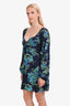 Faithfull The Brand Blue Floral Print Long Sleeve Mini Dress Size 6