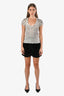 Black Pinstripe Velvet Crystal Embellished Shorts Size 36
