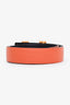 Hermès Orange 'Constance' Gold Guilochee H Logo Reversible Belt Size 80