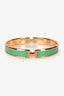 Hermès Gold Tone Green Niloticus Lizard 'Olympe' Bangle Bracelet Size T3