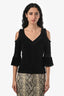Roberto Cavalli Black Leopard Ruffle Sleeve Top Size 40