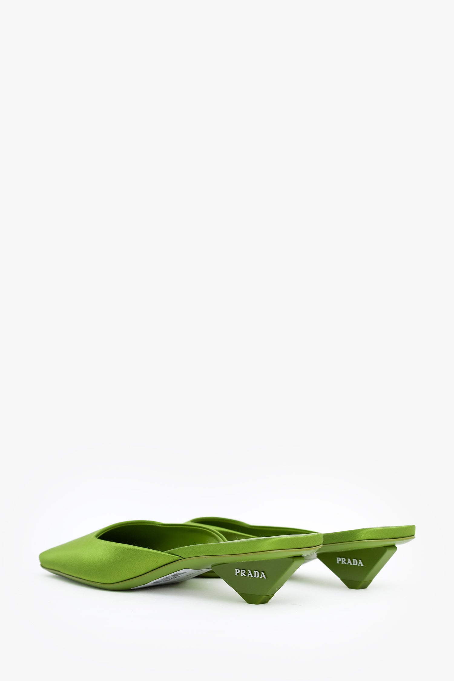 Prada Green Satin Square Toe Mules Size 35.5 – Mine & Yours
