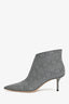 Jimmy Choo Silver/Black Glitter Tweed Patterned Heeled Boots Size 39.5