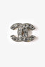 Pre-loved Chanel™ Silver Tone Metal Crystal Embellished CC Small Earrings