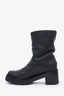 Moncler Black Leather Fur Heeled Boots Estimated Size 36