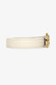 Saint Laurent White Leather Square Buckle Cassandre Belt