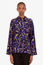 Burberry Purple Printed Long Sleeve Mock Neck Blouse Size US 4