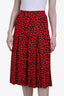 Gucci Red/Black Knit Leopard Print Pleated Midi Skirt Size Small