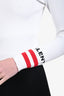 Valentino White/Red Viscose Ribbed Knit LS Sweater Size S