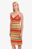 Missoni Boboli Orange Multicolour Zig Zag Knit Spaghetti Strap Midi Dress Size 44