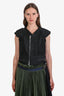 Rick Owens Black Mixed Media Cropped Leather Vest Size 10
