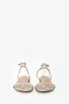 Stuart Weitzman Silver Croc Embossed Leather Strappy Sandal Flats Size 36.5