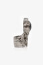 Saint Laurent Silver Tone/Black Arty Cocktail Ring Size 5