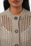 Brunello Cucinelli Light Brown Wool Cashmere Blend Knit Sequin Cardigan Size M