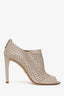 Prada Beige Leather Perforated Peep Toe Bootie Size 41