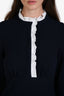 Sandro Navy White Lace Trim Dress Size 2