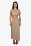 Ba&sh Tan Cut-out Short Sleeve Maxi Dress Size 6