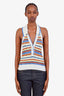 Veronica Beard Blue/Cream/Brown Cotton Knit Halter Tank Size M