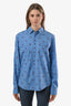 Chemise Gucci en coton bleu à imprimé abeilles, taille S/M, état d’usage