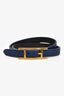 Bracelet Hermès en cuir bleu marine à double tour