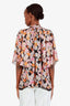 Giambattista Valli Pink/Black Silk Floral Print Short Sleeve Flowy Blouse Size 40