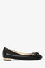 Pre-loved Chanel™ Black Leather Pearl Bow Toe Ballet Flats Size 36