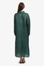 Sofie D'Hoore Green Polka Dot Printed Organza Silk Oversized Shirt Dress Size 38