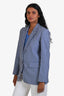 Sandro Blue/Cream Houndstooth Single Breasted Blazer Size 38