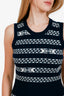 Pre-loved Chanel™ 17P Navy/White Cashmere Reissue Chain Knit Sleeveless Mini Dress Size 38