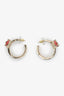 Pre-loved Chanel™ 22B Gold Tone Pink Bow CC Hoop Earrings