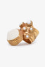 Saint Laurent Vintage Gold Plated White Enamel Arty Ring Size 8