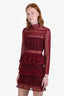 Self-Portrait Burgundy Lace Long Sleeve Mini Dress Size 6