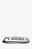 Max Mara White Canvas Black Leather Trimmed Crossbody Phone Case