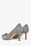 Manolo Blahnik Grey Wool Hangisi Heels Size 36