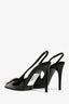 Saint Laurent Black Patent Leather Silver 'Avenue' Slingbacks Size 37