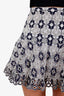 Sandro Navy/White Floral Embroidered Mini Skirt Size 1