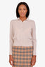 Vince Beige Cotton Sheer Button-Up Long Sleeve Sweater Size S