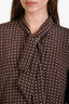 Nili Lotan Brown Silk Polka Dots Print Long Sleeve Top Size M