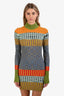 Missoni Multicolour Ribbed Wool Long Sleeve Mock Neck Dress Size 40