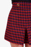 Gucci Red Wool Houndstooth GG Button Mini Skirt Size 40