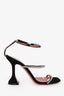 Amina Muaddi Black Suede 'Gilda 95' Embellished Ankle Strap Heels Size 37