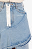 Off-White Light Blue Denim Ruffle Asymmetrical Midi Skirt Size 36