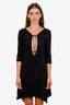 Isabel Marant Black Strappy Neck Three-Quarter Sleeve Mini Dress Size 40