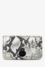 Longchamp Silver Snakeskin Embossed Cavalcade Wallet On Chain