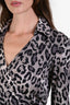 Diane von Furstenberg Silk Jersey Grey Cheetah Print 'Julian' Wrap Dress Size 6