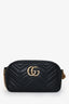 Gucci Black Chevron Leather GG Marmont Small Camera Crossbody Bag