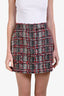 Thom Browne Black/White/Red Wool Tweed Mini Skirt Size 8