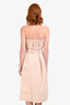 L'Academie Pink Cotton Button Down Belted Strapless Dress Size S