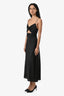 Shona Joy Black Satin Twist Front Cut-Out Midi Dress Size 4
